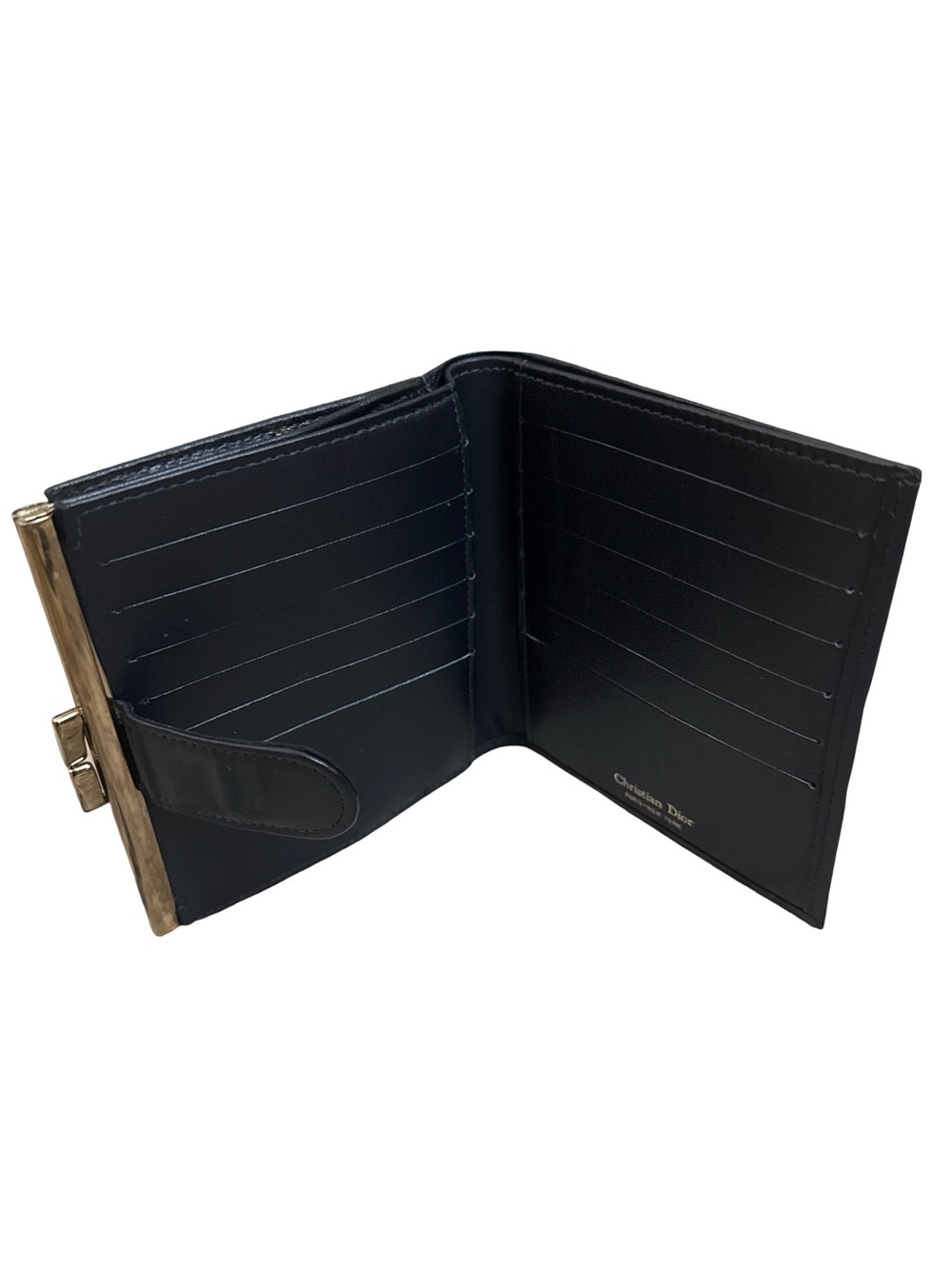 Authentic Dior Black Leather Card Holder with Gold Logo - Picture 14 of 15